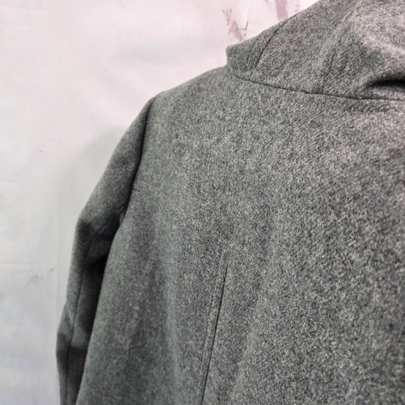 J. Crew Gray Pea Coat with Faux Fur Trim - Picture 8 of 12